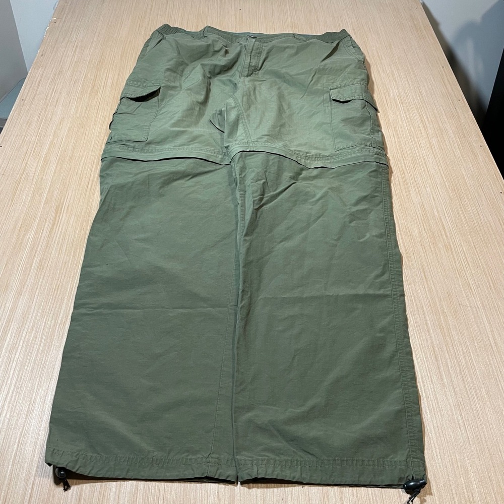 Columbia Convertible Cargo Pants Mens XL 32 Olive Green Zip Off Ripstop Hiking